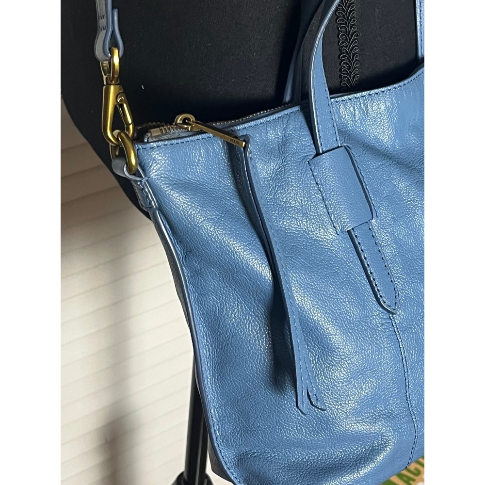 Fossil Blue Skylar Satchel Leather Shoulder Crossbody Bag Purse - Picture 3 of 13